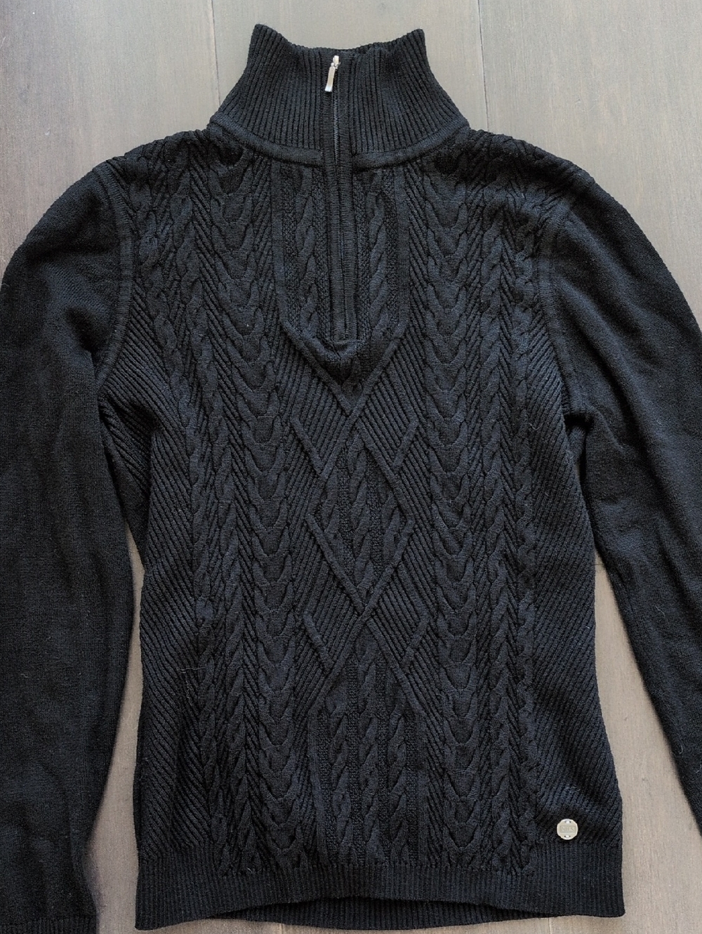 NILS Black Cable Knit Zip-Up Sweater